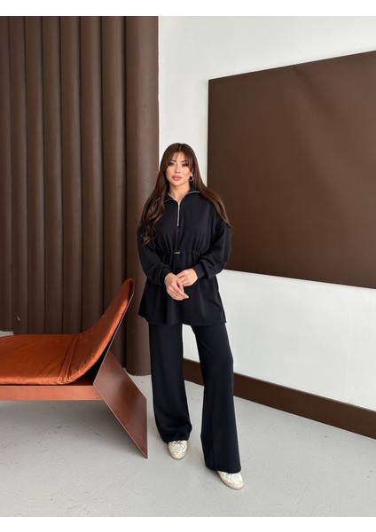 Kadın A Kalite Premium Cupralı Modal Yarım Fermuar - Köprülü Tesettür Takım