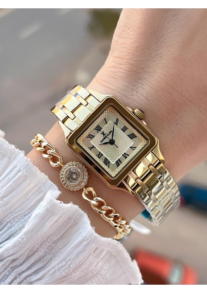 Çelik Kordon 30 mt Suya Dayanıklı Kadın Kol Saati+Bileklik BF.GF.10814.2