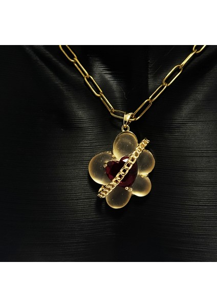 Opal Çiçek & Kalp Kolye