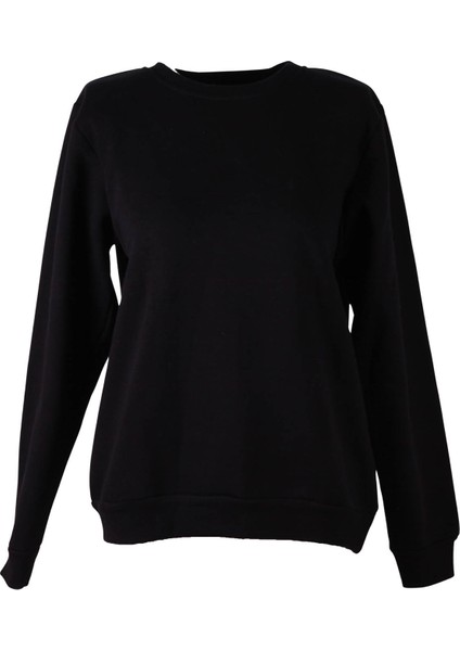 3 Ip Şardonlu O Yaka Siyah Kadın Sweatshirt 26KL71S95002