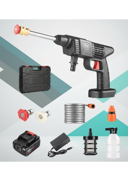 48V Şarjlı Çift Bataryalı Taşınabilir Basınçlı Yıkama Sulama Tabancası