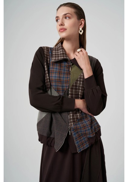 Patcwork Ceket Takım Kahve 38200