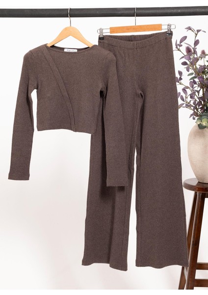 Ottoman Kumaş Uzun Alt Üst Takım – Kahverengi | Şık Ottoman Kumaş fiyatları
