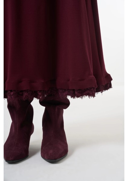 Güpür Detaylı Etek Takım Bordo 38004 modelleri