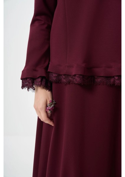 Güpür Detaylı Etek Takım Bordo 38004 fırsatları