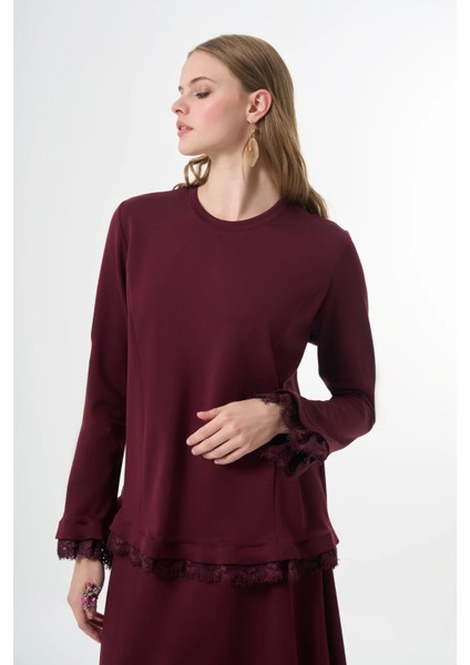 Güpür Detaylı Etek Takım Bordo 38004 indirimleri