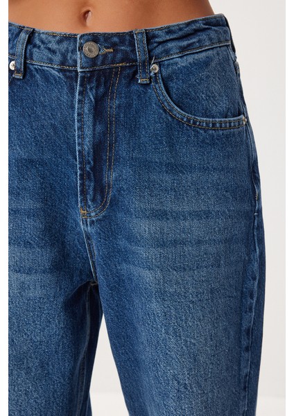 Kesik Paça Soluk Efektli Jean P0292 LRI0023 Koyu Mavi fırsatları