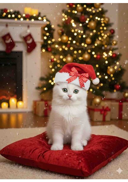 Yavru Kedi Noel Yılbaşı Parti Şapkası