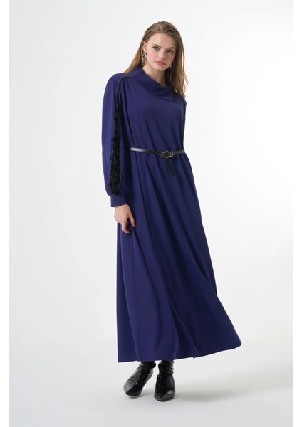 Kadife Detaylı Elbise Mor 38800 modelleri