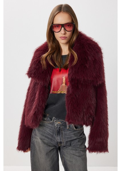 Kısa Suni Kürk Kaban LFG0171 Bordo fiyatları
