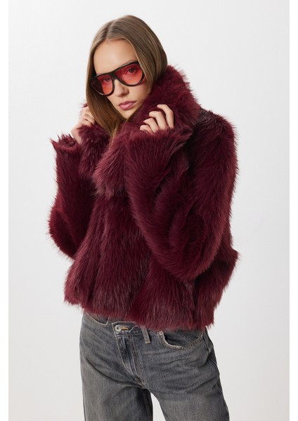 Kısa Suni Kürk Kaban LFG0171 Bordo modelleri