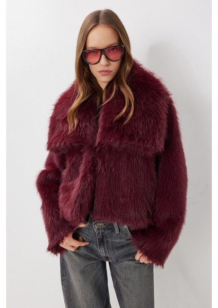 Kısa Suni Kürk Kaban LFG0171 Bordo fırsatları