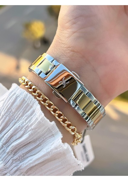 Çelik Kordon 30 mt Suya Dayanıklı Kadın Kol Saati+Bileklik BYN.14090.8 modelleri