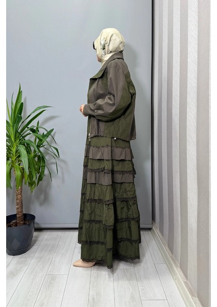 Fırfır Detaylı Ceket Elbise Takım Yeşil 38807 fiyatları