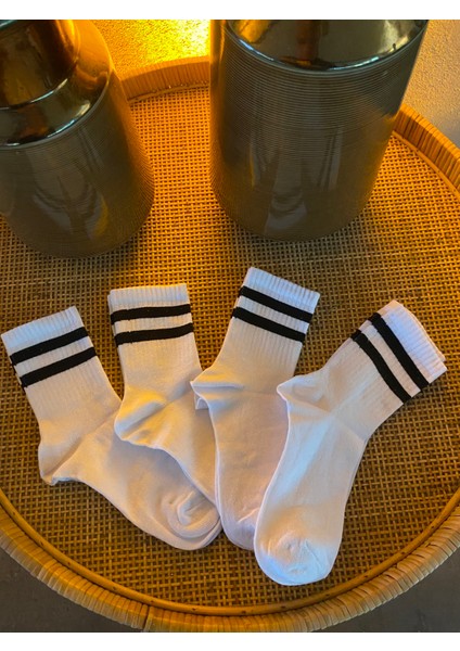 6 Çift Çizgili Kolej Çorap