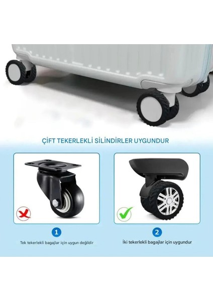 8 Adet Siyah Valiz Bavul Tekerleği Kılıfı, Sessiz Koruyucu Dayanklı, Ofis Sandalye Kılıf fırsatları