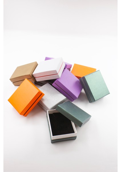 Iki Kapaklı Karma Renkli Kolye Küpe Yüzük Miniset Hediye Kutusu 10 Adet (Süngerli) fırsatları