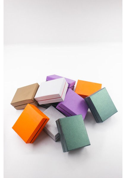 Iki Kapaklı Karma Renkli Kolye Küpe Yüzük Miniset Hediye Kutusu 10 Adet (Süngerli) indirimleri