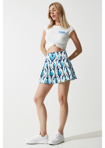 Mini Dokuma Etek LCR0087 Mavi Ekru fiyatları