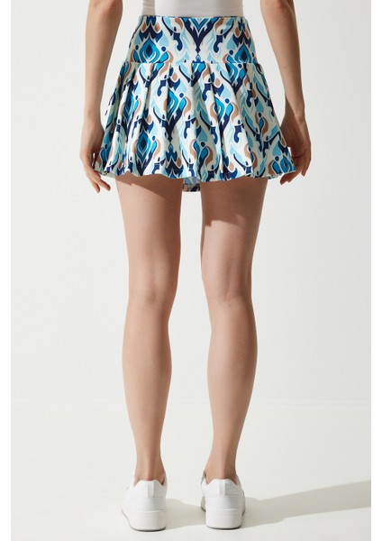 Mini Dokuma Etek LCR0087 Mavi Ekru fırsatları