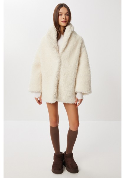 Oversize Suni Kürk Kaban LVW0008 Kemik fırsatları