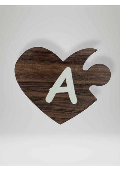 A Harfi (Sol Parça) – Ahşap Puzzle Kalp Harf Magnet – Buzdolabı Süsü – Ikili Uyumlu (KOD:990)