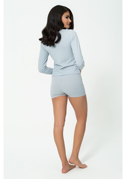 2'li Uzun Kol Mavi Aktive Set modelleri