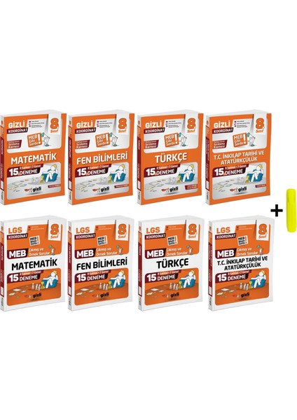 Gizli Lgs Meb Çıkmış ve Örnek Sorular ve Deneme Matematik Fen Türkçe Inkılap Seti 8 Kitap