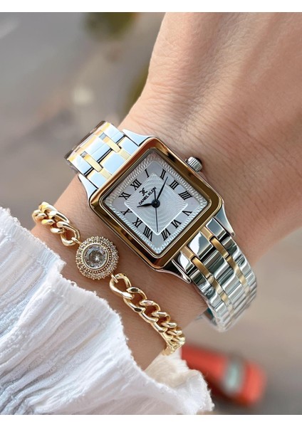 Çelik Kordon 30 mt Suya Dayanıklı Kadın Kol Saati+Bileklik BYN.10814.4