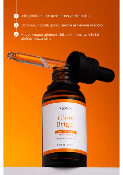 Glow Bright 15% C Vitamini + Egf Içeren Aydınlatıcı Serum 30ML