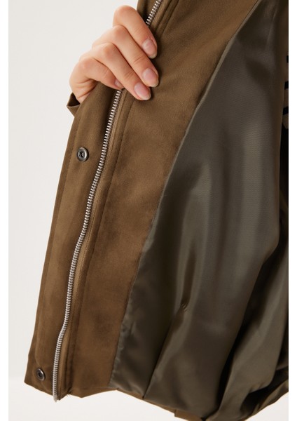 Süet Görünümlü Bomber Ceket LOH0014 Zeytin Yeşili indirimleri