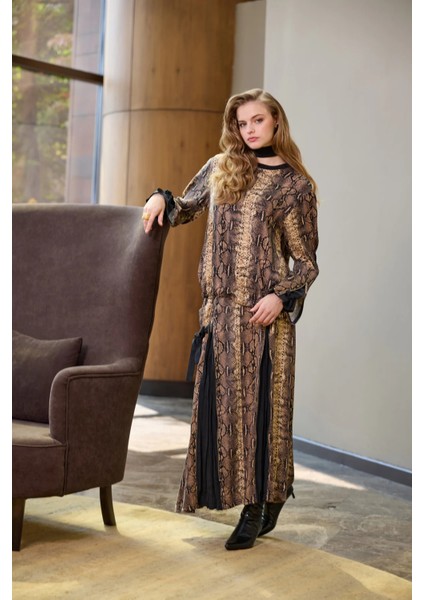 Desenli Etek Takım Desenli Siyah 38003