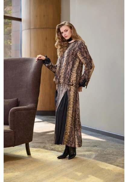 Desenli Etek Takım Desenli Siyah 38003 modelleri