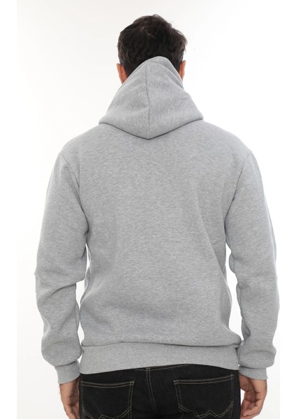 Erkek Açık Gri Standart Fit Normal Kesim Içi Polarlı Tam Fermuarlı Kapüşonlu Pamuklu Sweatshirt fırsatları