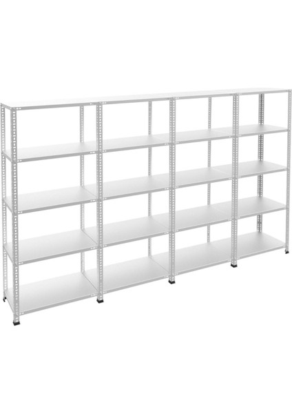 5 Katlı 4'lü Galvaniz Çelik Raf - Depo, Arşiv, Kiler, Dosya, Market Rafı 31X93 CM-200 Cm-1.50 mm fiyatları