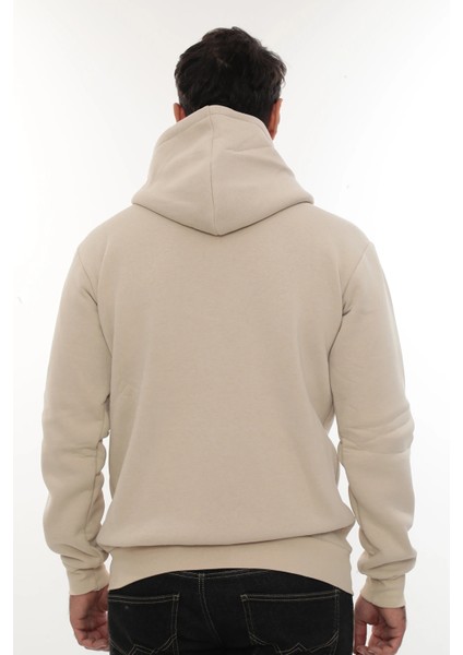 Erkek Bej Standart Fit Normal Kesim Içi Polarlı Tam Fermuarlı Kapüşonlu Pamuklu Sweatshirt fırsatları
