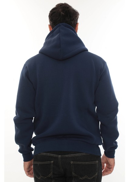 Erkek Mavi Standart Fit Normal Kesim Içi Polarlı Tam Fermuarlı Kapüşonlu Pamuklu Sweatshirt fırsatları