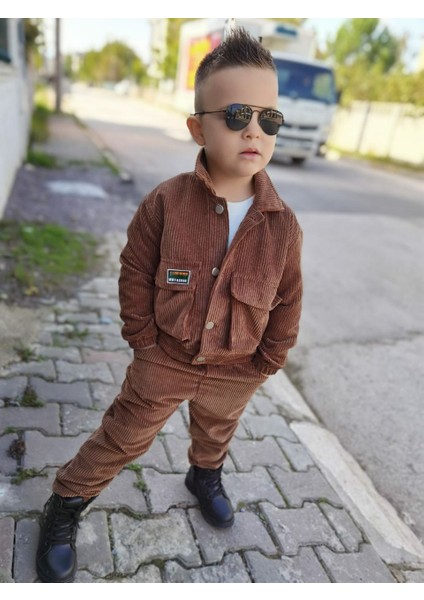 Kışlık Kadife Ceket / Pantolon / 3 Ip Sweatshirt Likralı - 3'lü Alt Üst Takım - Bayramlık