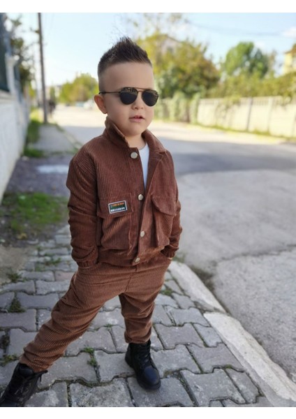 Kışlık Kadife Ceket / Pantolon / 3 Ip Sweatshirt Likralı - 3'lü Alt Üst Takım - Bayramlık