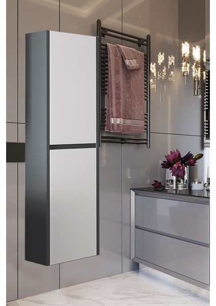 Estella Antrasit 140 cm Mdf Banyo Boy Dolabı**demonte Değil** (Hazır Kurulu)