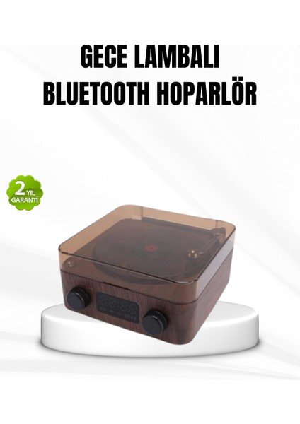 Bluetooth Hoparlörlü Gece Lambası Dijital Saat ve Ambiyans Işığı Çok Amaçlı
