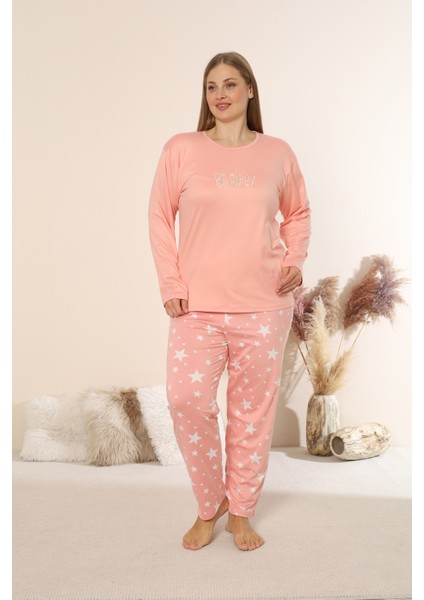 Sandy Soft Termal Kumaş Büyük Beden Kışlık Kadın Pijama Takımı 1300