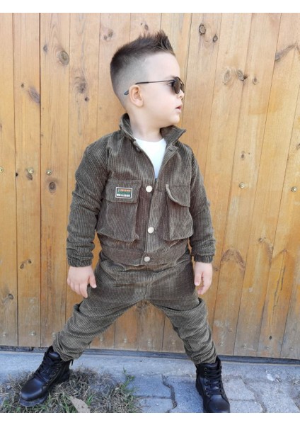 Kışlık Kadife Ceket / Pantolon / 3 Ip Sweatshirt Likralı - 3'lü Alt Üst Takım - Bayramlık