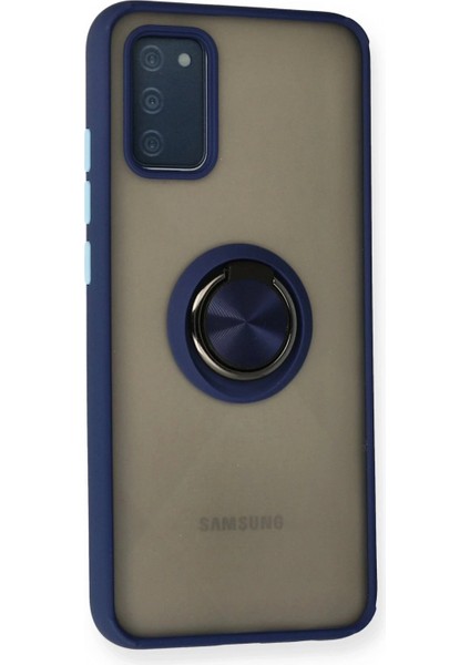 Samsung Galaxy A02S Kılıf Montreal Yüzüklü Silikon Kapak - Lacivert fiyatları