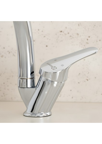 Banora Liza, Krom Kuğu Lavabo Bataryası, Paslanmaz Pirinç Gövde, Su Tasarruflu 360° Döner Musluk