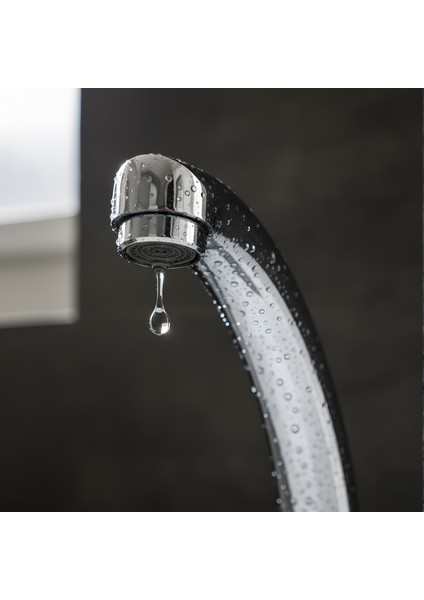 Banora Liza, Krom Kuğu Lavabo Bataryası, Paslanmaz Pirinç Gövde, Su Tasarruflu 360° Döner Musluk