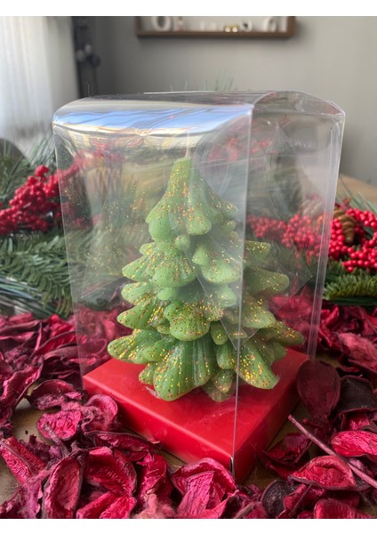 Çam Ağacı Temalı Dekoratif Kutulu Mum