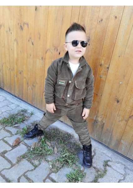 Kışlık Kadife Ceket / Pantolon / 3 Ip Sweatshirt Likralı - 3'lü Alt Üst Takım - Bayramlık