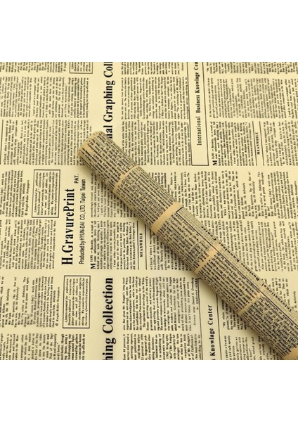 Gazete Desenli Çiçek Ambalaj Kağıdı 20LI, Çift Baskı Mat Opp Hediye Buket Kağıdı, Kraft, 58X58 cm indirimleri