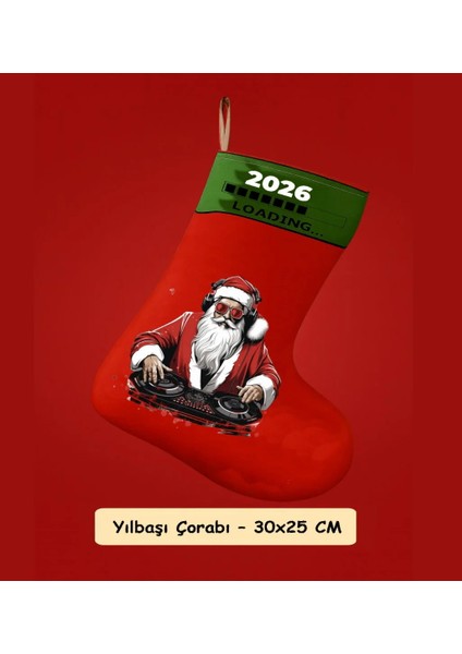 Yılbaşı Çorabı Duvar Süsü – Dj Noel Baba Dekoratif Duvar Aksesuarı | Yeni Yıl Ev Süslemesi fiyatları